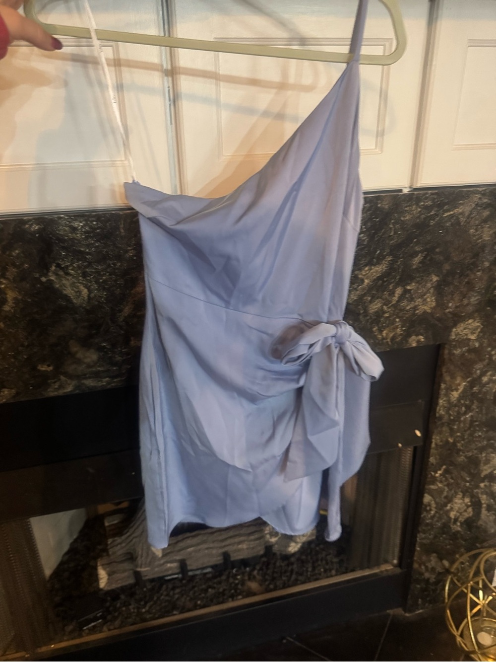Lulu's Pale Blue One-Shoulder Mini Dress with Side Bow Hoco